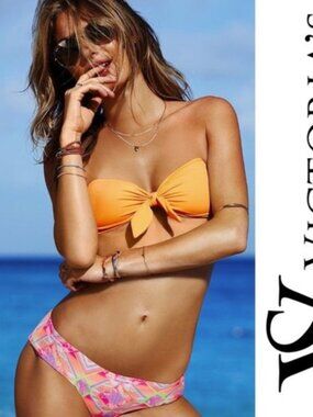 Victoria’s Secret | Bandeau Halter orange Twist Tie Bikini Top | Size Small